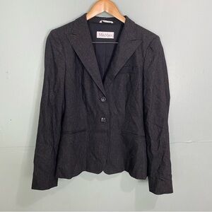 Max Mara Gray Wool Blend Blazer Sz 14 FLAWED